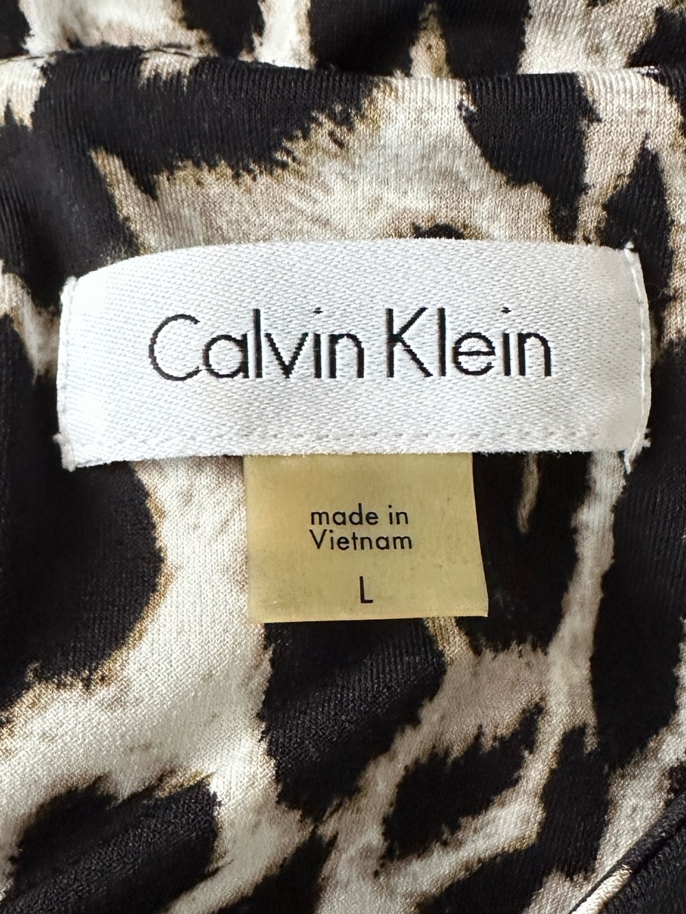 Calvin Klein Leopard Print Sleeveless Blouse Top Large Career Chic Animal - Picture 8 of 10
